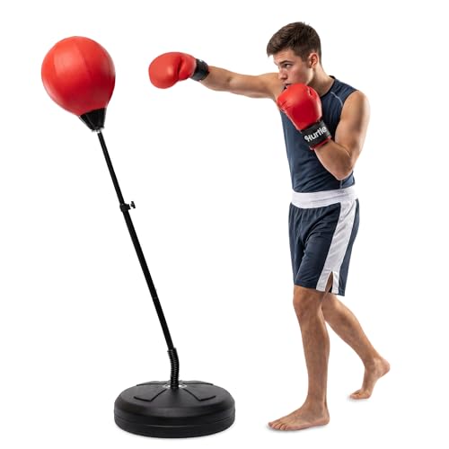 Punching Bag with Stand for Adults and Teens Adjustable Boxing Bag with Permium Gloves Freestanding Reflex Bag Training Equipment for Home Workout Fitness and Stress Relief
