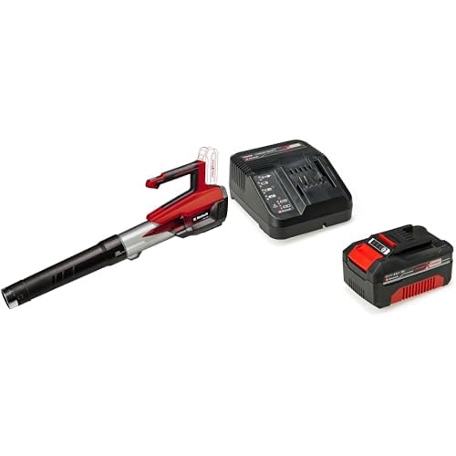 Einhell Soplador de Hojas con batería GP-LB 18/200 Li E-Solo Power X-Change (Iones de Li, 18V, Motor sin escobillas, regulación de Velocidad, tecn. de Ventilador axial, con batería 4 Ah y Cargador)