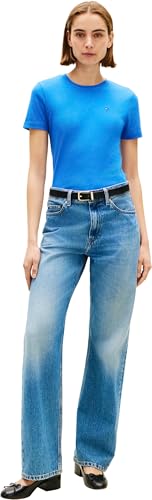 Tommy Hilfiger Damen T-Shirt Kurzarm Slim Cody Rundhalsausschnitt, Blau (Blue Orbit), L – Ansicht 5