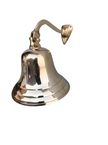 Campana decorativa para colgar en la pared de 5 pulgadas con cuerda náutica, campana marítima vintage para decoración del hogar, temas costeros y regalos únicos