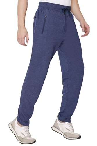 Image of Plus Size Cotton Loop Knit Lowers for Men, Zip Pocket, Night Pant, Joggers, Sports Trousers, Gym n Lounge Wear Track Pant for Boys Denim 4XL