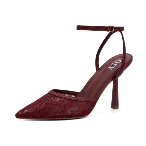 Image of QIY Closed Toe Heels for Women Pumps High Heel Strappy Sandals | Pointed Toe Slingback Women Heels with Ankle Strap, Stilettos Wedding & Bridal Formal Dress Shoes for Evening Party, Prom