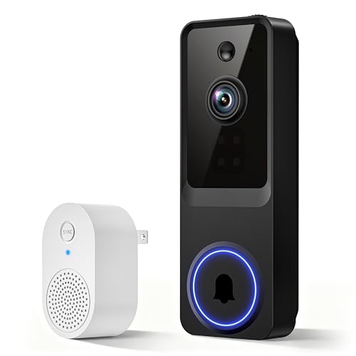 1080p Doorbell Cameras for Entrance, Cloud Storage , Indoor Doorbell Receiver Notification, Night Vision, Battery Powere - Detailed View