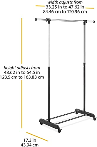 J&V Textiles Double Rod Clothing Garment Rack, Rolling Clothes Organizer On Wheels For Hanging Clothes #TOP3