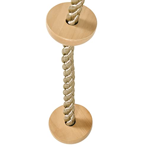 Foto von Outsunny 2 m Kinder Kletterseil Kletterschaukel Schaukel Kletterseil für Kinder Baumklettern aus Holz mit Trittflächen für 3-14 Jahre Outdoor