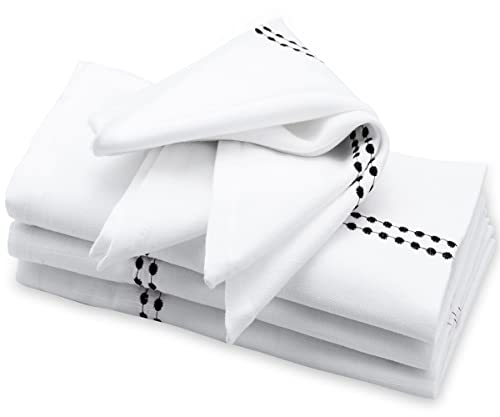 Servilletas de Tela de Algodón Blanco y Negro, Juego de 4 miniatura 1