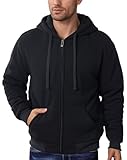 unbowirtu Men's Zip Up Hoodie Heavyweight Winter Jacket Essential Fleece Sherpa Lined Warm Sweatshirt Fashion Drawstring Coat Black Large