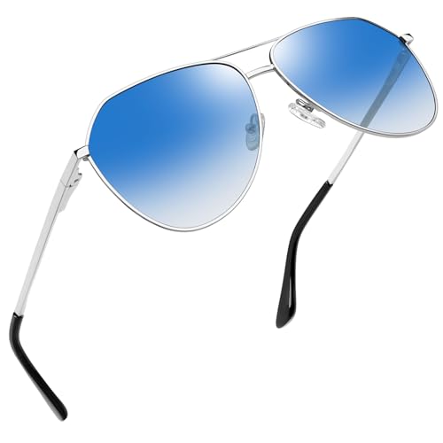 Joopin Gafas de Sol Mujer Hombre Polarizadas Azul Degradado y Marco Plateado