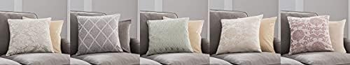 Set of 2 Decorative Cushion Covers with Pillows included 45x45cm/ 18x18in Luxury Jacquard CREAM Chenille Throw Soft Pillows Hidden Zipper 5 Reversible Designs Stylish Home Bedroom Sofa Living Room
