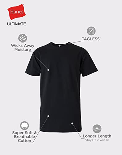 Hanes Mens Ultimate Cotton Tall T-Shirt 4-Pack, XLT, BlackGrey2