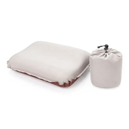 Asixxsix キャンプ枕、首腰サポート用の取り外し可能で洗えるカバー付き低反発インフレータブル枕、キャンプ、ハイキング、バックパッキング用の超軽量ポータブル旅行用空気枕 (グレー)