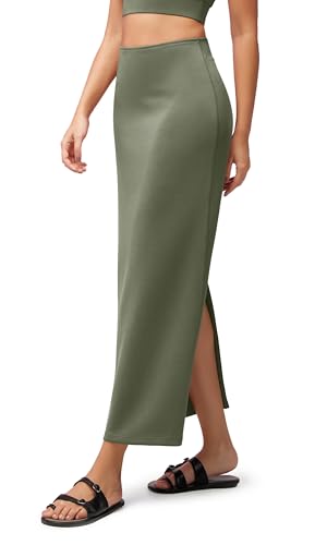 Image of ODODOS Modal Soft Maxi Skirt for Women, Back Slit High Waist Casual Long Pencil Skirts