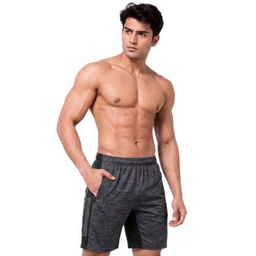 Image of NINQ Men's Sports Shorts Pack of 2 | Casual Gym Shorts with Side Zipper Pockets, Elastic Waist & Quick-Dry Comfort for Running & Workout