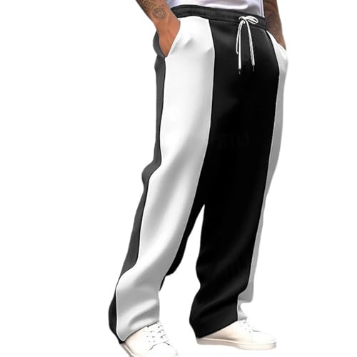 Men's Jogger Pants Fashion Color Block Drawstring Elastic Waist Wide Leg Sweatpant Plus Size Loose Comfy Trouser3