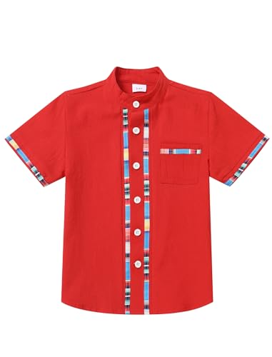 Toddlers Kids Boys Mexican Traditional Folk Short Sleeve Button Down Shirt Cinco De Mayo Costume