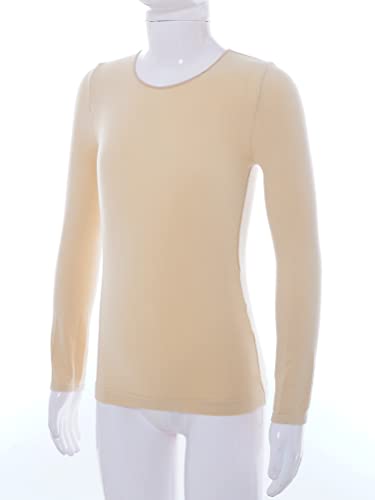 Kids Girls Pure Color Dance Tops Long Sleeve Thermal Underwear T-Shirts Base Layer Athletic Shirts3