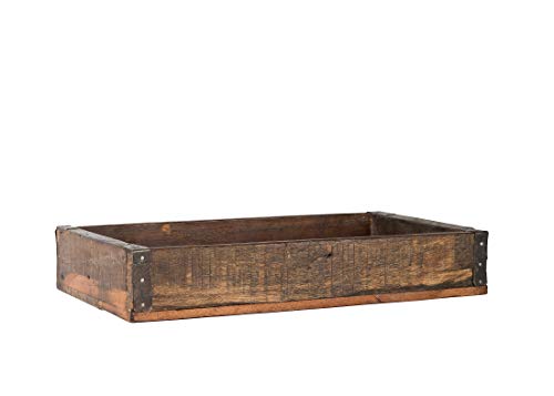 BigDean Holzkiste Ordnungsbox Allzweckkiste mit Metallbeschlag Antik Altholz 35 x 21 x 6,5 cm Jede Kiste EIN Unikat