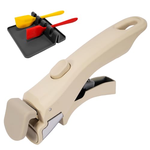 Removable Pot Handle Cream Beige, Universal Pan Handle, Replacement Handle for Pots and Pans, Fits All Cookware, Includes Spatula Rest & Drip Pad, Durable & Heat-Resistant