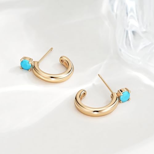 FETTERO Gold Hoop Earrings for Women, 14K Gold Plated Open C Shape Hoops Lightweight Chunky Gold Earrings, Hypoallergenic Gold Earrings for Women Ear Piercing Jewelry Gifts