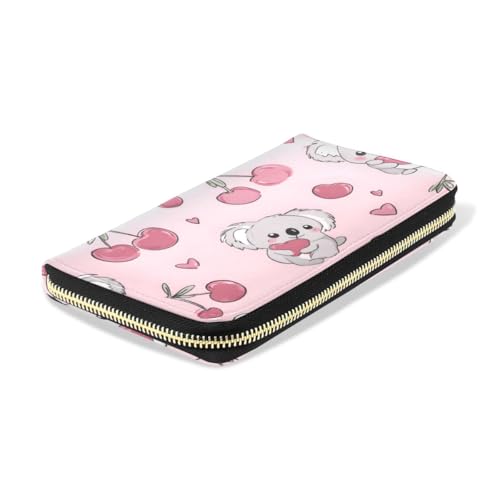 Long Wallets Leather Bifold Wallet for Women Koala Cute Pink with Zipper Credit Card Holder Large Capacity4