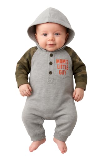 Image of Baby Boys Hooded French Terry Winter Jumpsuit | Warm Long Sleeve One Piece Romper | Newborn to 24 Months | Multiple Colors