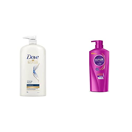 Image of Dove Intense Repair Shampoo, 1L & Sunsilk Perfect Straight Shampoo, 650ml