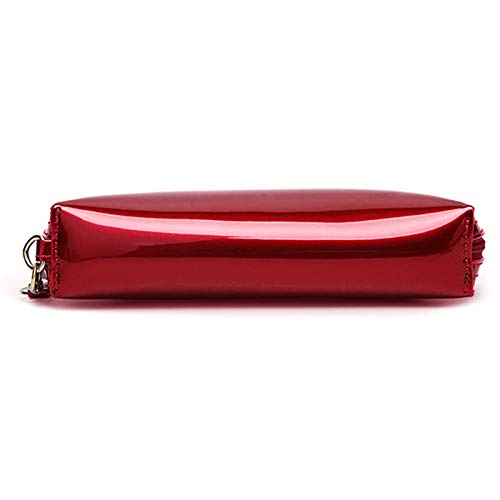 ZLMBAGUS Fashion Cosmetic Bag Patent Leather Makeup Pouch Wristlet Zipper Makeup Case Holder Coin Purse Clutch Red - Image 3