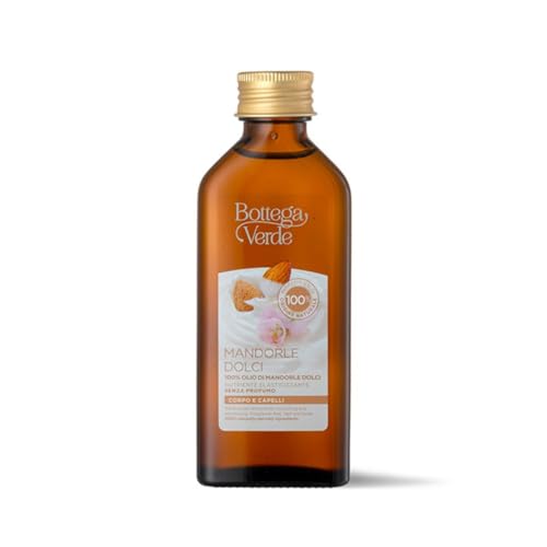 Bottega Verde - Mandorle Dolci, Olio Nutriente Elasticizzante, 100 ml, 100% olio di Mandorle Dolci, Senza Profumo, per Corpo e Capelli