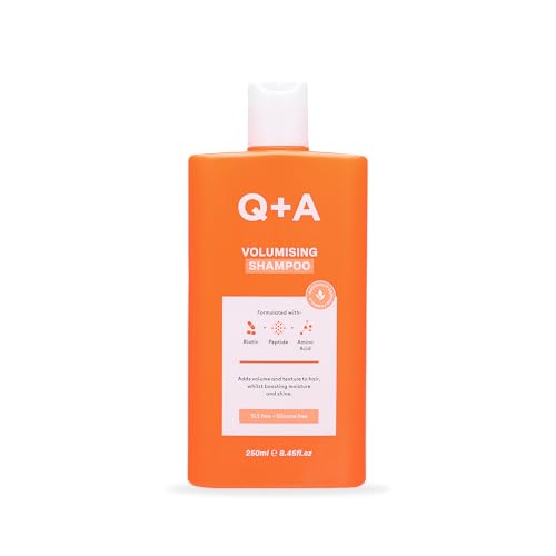 Q+A Volumising Hair Shampoo (250ml), Thickening, Strengthening and Anti Frizz Hair Products, Shampoo for Fine Locks, With Biotin, Pea Peptides and L'Arginine