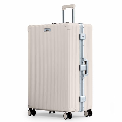 Image of Nobl Travel Zipperless Check in Suitcase - Aluminum Frame, TSA Locks, Beige