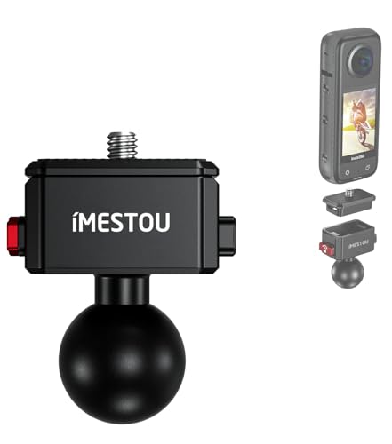 iMESTOU Sports Camera Riding Mount with 1/4 Screw for Insta 360 Action Camera Installing and 1“ Ball Head 360° Adjustable Fits for RAM iMESTOU...1