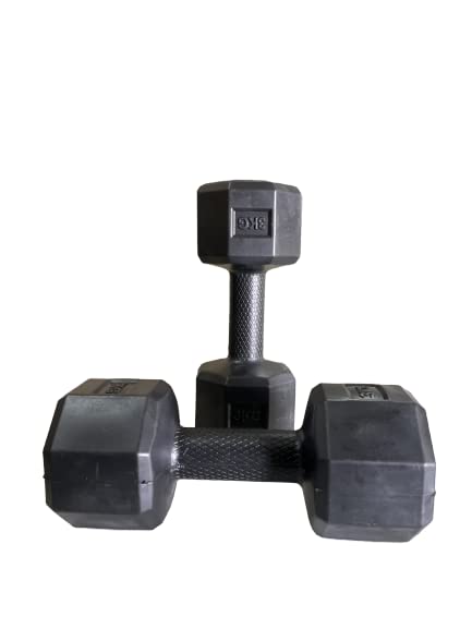 Image of PVC Dumbbells (1-5 kgs) Set of 2 Hex Dumbbells Set with Skip Rope for Fitness and Weight Loss Exercises (10 kgs (2 x 5 kg))