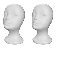 2 Pack Foam Mannequin Head Model, Male Female Head Model Wig Di-splay Holder, Lightweight Foam Mannequin Manikin Display, Wig Display Stand For Scarves, Jewelry, Hat For Home,Salon