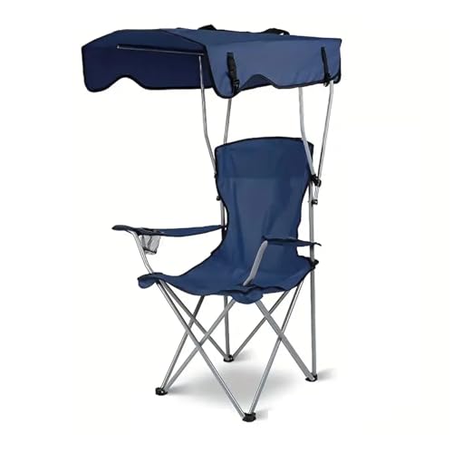 Silla Plegable Ligera con Toldo para Sombra, Silla Pesca, con Portavasos, Adecuada para Acampar, Pescar, Fiestas en el Patio Trasero(Blue)