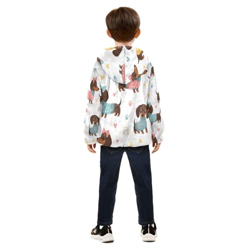 Cute Dogs with Rainbow Backgrounds Toddler Fleece Jacket Girl Boys Hooded Fleece Jacket Coat4