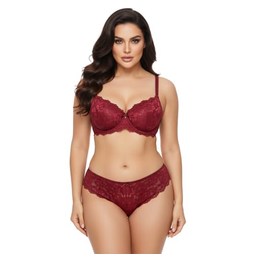 Image of Women's Floral Lace Lingerie Set | Bra and Panty Set | Lace Teddy Strap Babydoll Bodysuit Bra Panty Lingerie | Bikini Lingerie Babydoll Set for Honeymoon Couple Special Wedding Night