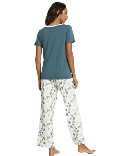 GYS Womens Bamboo Viscose Pajamas Set Super Soft Short Sleeve Top and Pants Pj Sleepwear Sets2
