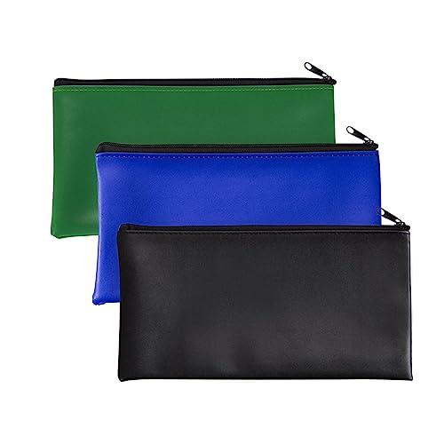 Busta Porta Soldi,3 Pezzi Borsa da Banca con Cerniera,Buste Porta Soldi 28 x 16 cm,Busta Porta Documenti,Buste con Cerniera,Sacchetti per Depositi Bancari,Portadocumenti A5