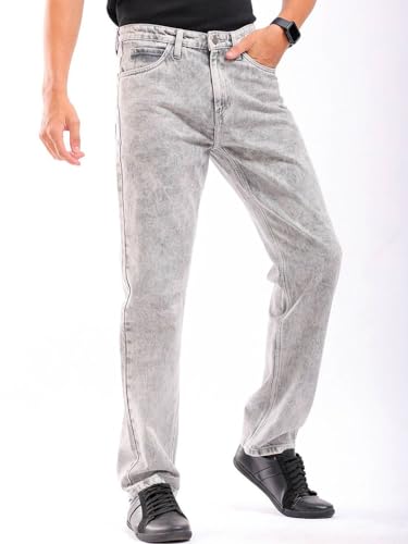 Image of The Indian Garage Co Men Vintage Straight Fit Solid Mid-Rise Jeans