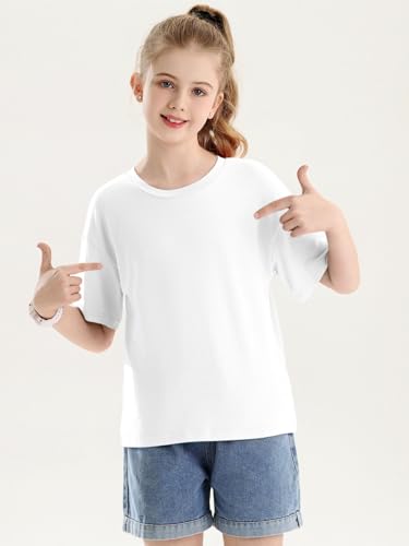 Girls Short Sleeve T Shirts Kids Summer Crewneck Tops Basic Tees 5-14 Years2