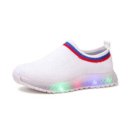 Dsood Running Shoes for Boys,Children Kid Baby Girls Boys Mesh Led Luminous Sport Run Sneakers Casual Shoes,Boys' Fashion White