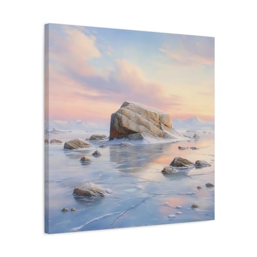 Toile nature lac gelé pastel pour habiller le mur au-dessus du canapé