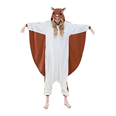 NEWCOSPLAY Unisex Adult Flying Squirrel One- Piece Cosplay Animal Pajamas Halloween Costume - brown - XL Cover