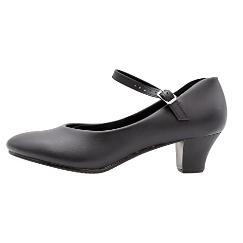 Dynadans Charakter-Schuh aus PU-Leder mit Knöchelriemen, 3,8 cm, Tanzschuhe für Damen, Studenten-Fußlicht, Schwarz , 39 EU Cover