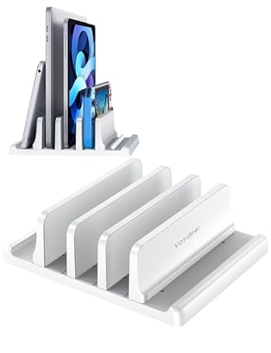 VAYDEER Soporte Vertical para Laptop de 3 Ranuras Hecho de plástico ABS, diseño 5 en 1, Organizador de Escritorio Ajustable Que Ahorra Espacio para Todos los MacBook/Chromebook/Surface | Ya disponible en tu tienda friki favorita! En mundofriki.es!