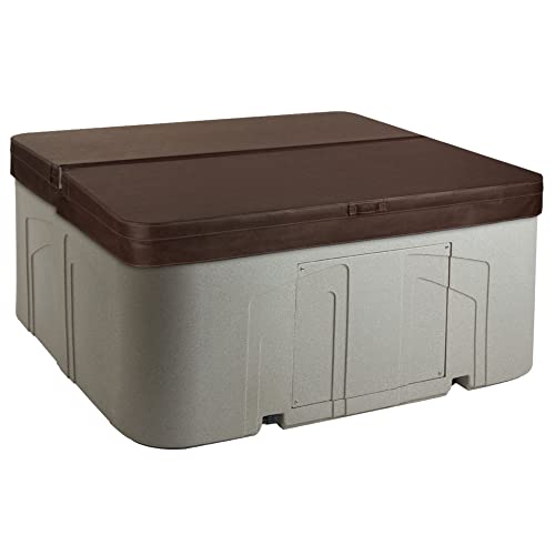 Life Smart 4 Person Plug and Play Thermal Friction Heating Square Hot Tub Spa with 13 Jets, Cover, and Multi Color LED Lighting System, Sandstone