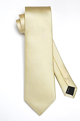 Image of HISDERN Mens Solid Color Ties Formal Satin Necktie and Pocket Square Set Classic Wedding Business Tie & Handkerchief