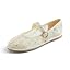 Beige Lace Flower Mary Jane With Round Buckle