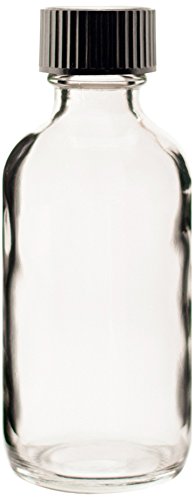Premium Vials B26-80 Boston Round Glass Bottle with Cap, 2 fl. oz. Capacity, Clear (Pack of 80)