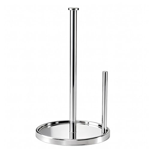 Paper Towel Holder Countertop, Standing Paper Roll Holder with Anti Slip Weighted Base, Stainless Steel Freestanding Paper Towel Holder for Kitchen, Chrome